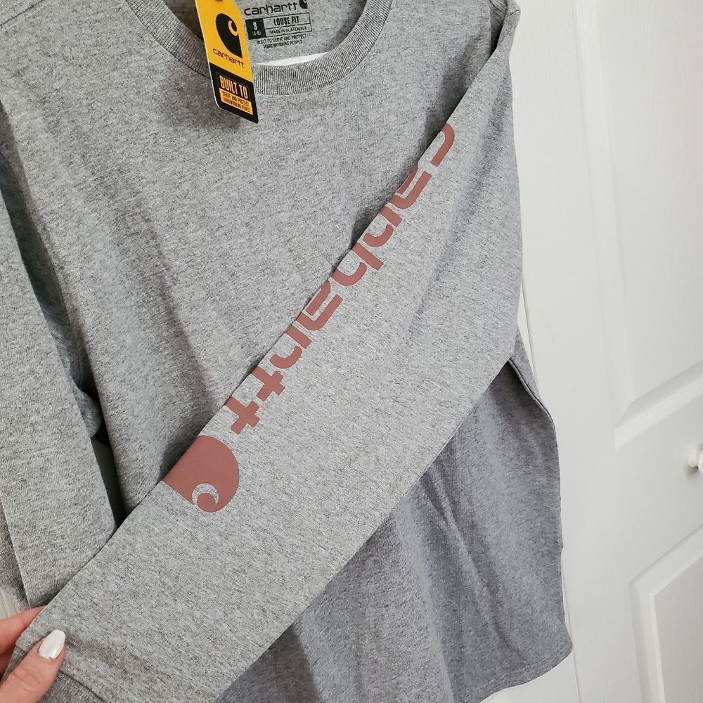 Carhartt Long Sleeve Loose Fit Crewneck T-shirt Women's Size Small NWT Gray - Picture 5 of 7